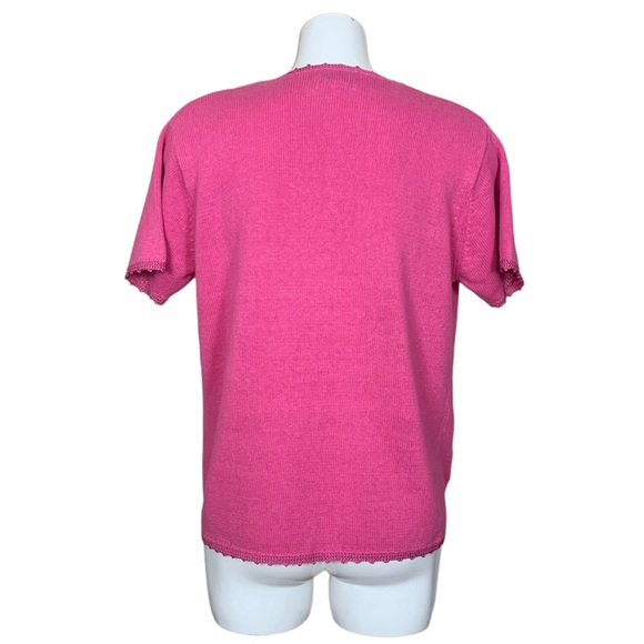 Jenny Pink Ramie Knit Tropical Pink Flamingo Button Front Sweater/Cardigan Large - Picture 6 of 13